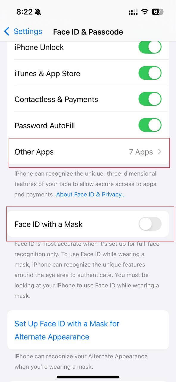 Check Face ID in Different Apps